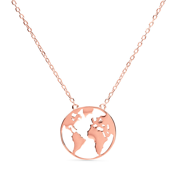 Collar Mundo Plata Baño Oro Rosa